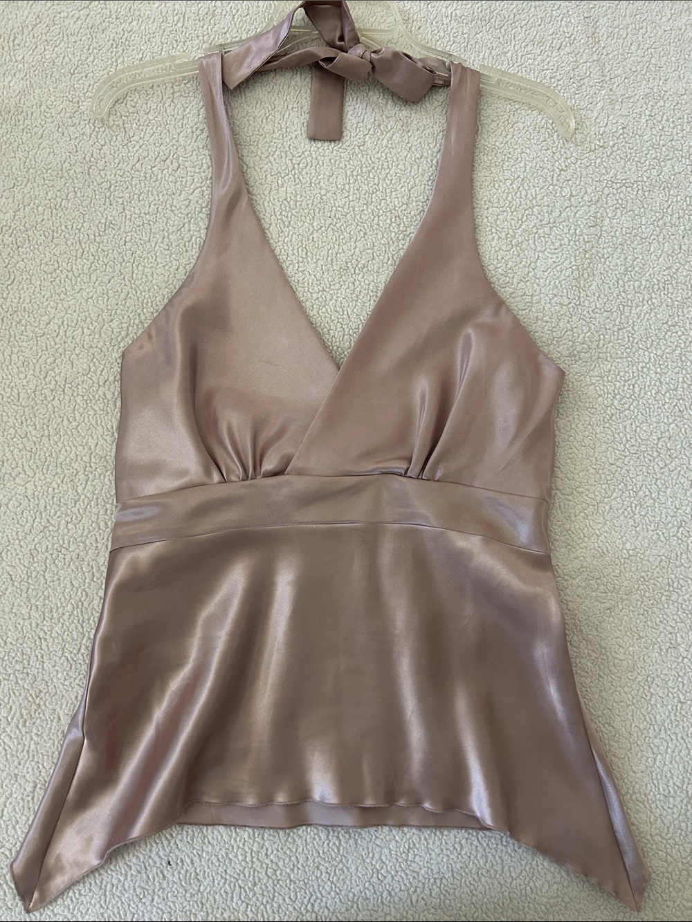 Kate Landry Satin Halter Mini Dress in Blush Pink